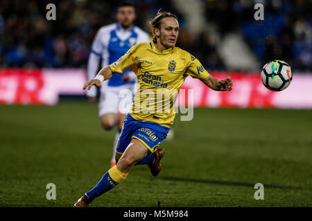 Alen Halilovic (UD Las Palmas), die in Aktion während der Partie La Liga Match zwischen Leganes FC vs UD Las Palmas an der Städtischen de Butarque Stadion in Madrid, Spanien, 24. Februar 2018. Credit: Gtres Información más Comuniación auf Linie, S.L./Alamy leben Nachrichten Stockfoto