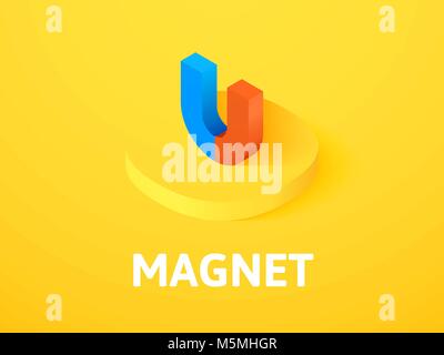 Magnet isometrische Symbol Farbe Hintergrund isoliert Stock Vektor