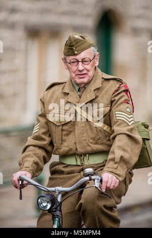 1940 s Re-enactment Wochenende an der Nationalen Tramway Museum, Crich, Derbyshire, England, Großbritannien Stockfoto