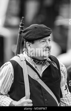 1940 s Re-enactment Wochenende an der Nationalen Tramway Museum, Crich, Derbyshire, England, Großbritannien Stockfoto