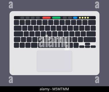 Moderne Laptop Tastatur mit leeren bkack Tasten auf der Tastatur, Touch Panel und Touchpad Stock Vektor