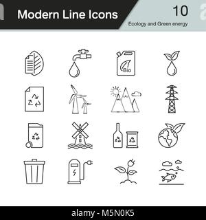 Ökologie und Grüne Energie Symbole. Modernes Design 10. Für die Präsentation, Grafik Design, Mobile, Web Design, Infografiken. Vektor illu Stock Vektor