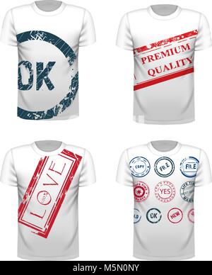 Eingestellt von fotorealistischen t-shirt mit Print Stock Vektor