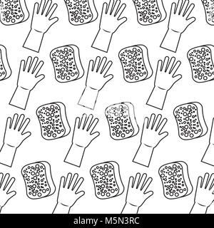 Reinigung hygiene Schwamm und Handschuhe wallpaper Stock Vektor