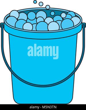 Eimer mit Seifenblasen Reinigung Haus Stock Vektor