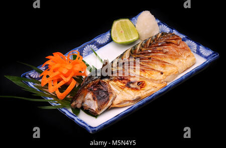 Saba gegrillt mit süßen Soße Steak Stockfoto