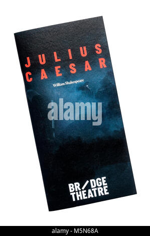 Programm für die 2018 Produktion von Julius Caesar von William Shakespeare Theater an der Brücke. Stockfoto