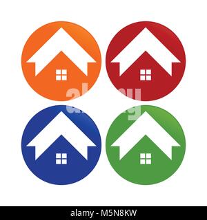 Einfaches Haus Form Kreis runde Symbole Vector Graphic Design Stock Vektor