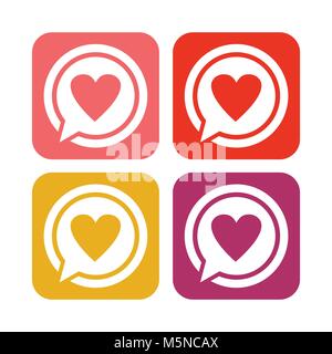 Liebe reden Abgerundete quadratische Symbole Vector Graphic Design Stock Vektor