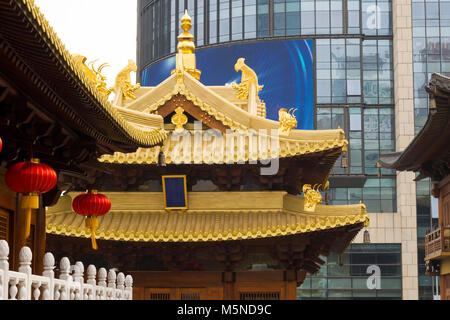 Jing'an Tempel allgemeine Ansicht in Shanghai, China Stockfoto