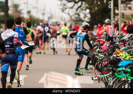 Duathlon, Sport, Wettbewerb, Pineda de Mar, Katalonien Stockfoto