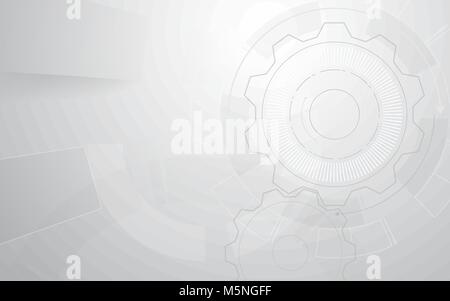 Abstrakte graue und weiße Zahnrad und Tech geometrischen Design Hintergrund Stock Vektor