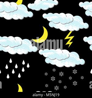 World Meteorological Tag. Wolken, Mond, Regen, Schnee Stock Vektor
