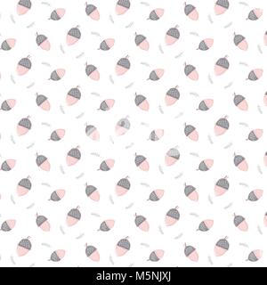 Hand pink Blush acorn Hintergrund gezeichnet, Acorn doddles, süße Doodles digitale Papiere oder Textil Stock Vektor