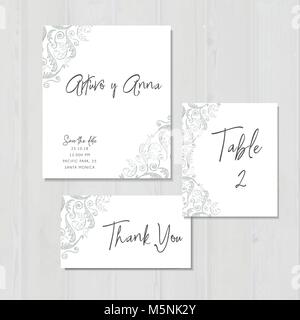 Vorlage einladung hochzeit, Heirat, Blumen, handgezeichnete Abbildung Stock Vektor