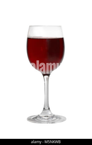Becher Rotwein auf weißem Hintergrund mit Freistellungspfad isoliert Stockfoto