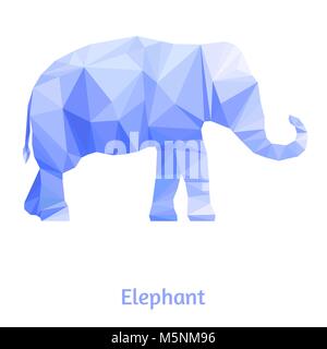 Stilisierter Elefant auf einem weißen Hintergrund. In Low Poly dreieckige Stil. Vektor. Stock Vektor