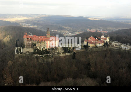 Walbrzych, Polen, schloss Ksiaz, zamek Ksiaz, Ksiaz, Polska, Polen, Dolny Slask, Niederschlesien, Aero, Luft, Jahreszeit, Landschaft, historische, Stockfoto