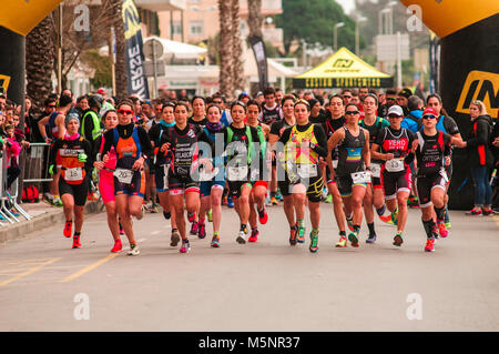 Duathlon, Sport, Wettbewerb, Pineda de Mar, Katalonien Stockfoto