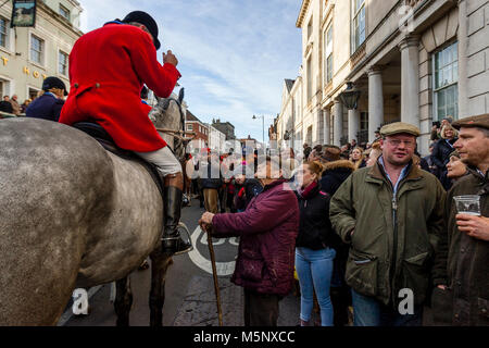 Die Rowan und Eridge Hunt's traditionellen Boxing Day treffen, High Street, Lewes, Sussex, UK Stockfoto