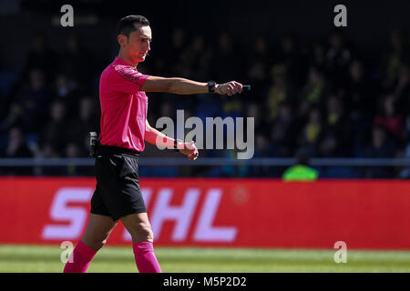 Villarreal, Spanien. 25 Feb, 2018. Jose Maria Sanchez matinez Schiedsrichter während der spanischen La Liga Santander Fußballspiel zwischen Villarreal CF gegen Getafe CF im La Ceramica Stadion am 25. Februar 2018. Credit: Gtres Información más Comuniación auf Linie, S.L./Alamy leben Nachrichten Stockfoto