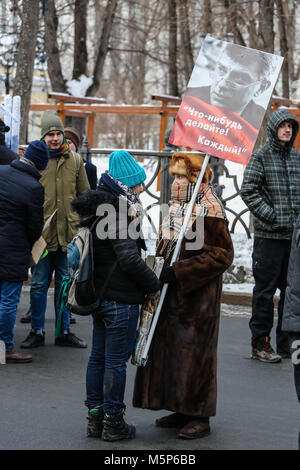 Moskau, der Russischen Föderation - 25. Februar 2018: Opposition März in Erinnerung an die Politiker Boris Nemzow vor 3 Jahren getötet Credit: Sergey Podkolzin/Alamy leben Nachrichten Stockfoto