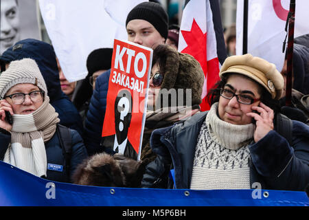 Moskau, der Russischen Föderation - 25. Februar 2018: Opposition März in Erinnerung an die Politiker Boris Nemzow vor 3 Jahren getötet Credit: Sergey Podkolzin/Alamy leben Nachrichten Stockfoto