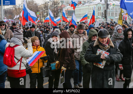 Moskau, der Russischen Föderation - 25. Februar 2018: Opposition März in Erinnerung an die Politiker Boris Nemzow vor 3 Jahren getötet Credit: Sergey Podkolzin/Alamy leben Nachrichten Stockfoto