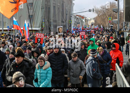 Moskau, der Russischen Föderation - 25. Februar 2018: Opposition März in Erinnerung an die Politiker Boris Nemzow vor 3 Jahren getötet Credit: Sergey Podkolzin/Alamy leben Nachrichten Stockfoto