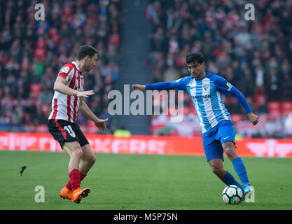 Chory Castro (11), (18) Oscar de Marcos während der spanischen La Liga Fußball Match zwischen Athletic Club Bilbao, Malaga C F am San Mames Stadium, in Bilbao, Nordspanien, Sonntag, Februar, 25, 2018. Credit: Gtres Información más Comuniación auf Linie, S.L./Alamy leben Nachrichten Stockfoto