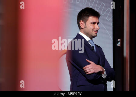 Alessandro Di Battista Roma 25/02/2018. Trasmissione tv 'Mezz'Ora in Piu' Rom Februar 25 2018. Talk Show 'Mezz'Ora in Piu'. Foto Samantha Zucchi Insidefoto Stockfoto