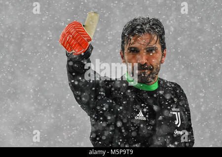 Gianluigi Buffon (Juventus Turin) während der Serie ein Fußballspiel zwischen FC Juventus und Atalanta BC bei Allianz Stadion am 25 Februar, 2018 in Turin, Italien. Stockfoto