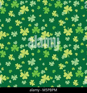 Happy St. Patricks Tag nahtlose Muster Shamrock grüner Hintergrund Stock Vektor
