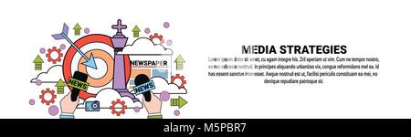 Media Strategie Marketeing Konzept horizontaler Banner mit Kopie Raum Stock Vektor