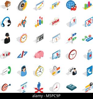 Arbeitsfläche Symbole gesetzt, isometrische Stil Stock Vektor