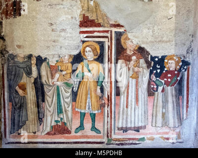 Narni (Terni, Umbrien, Italien): In der mittelalterlichen Kirche Santa Maria Impensole, Fresken von unbekannten mittelalterlichen Maler in den 60er Jahren entdeckten s Stockfoto