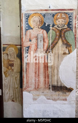 Narni (Terni, Umbrien, Italien): In der mittelalterlichen Kirche Santa Maria Impensole, Fresken von unbekannten mittelalterlichen Maler in den 60er Jahren entdeckten s Stockfoto