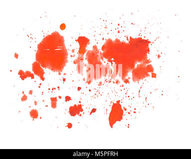 Orange abstrakt Aquarell Fleck mit spritzt und spritzt. Stockfoto