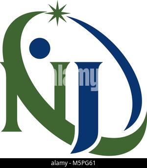 Schreiben NJ modernes Logo Stock Vektor
