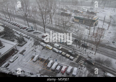 Schnee Sturm namens Buran in Italien Stockfoto