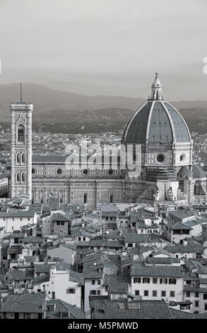 Schwarze und weiße Blick auf den Dom in Florenz, Italien Stockfoto