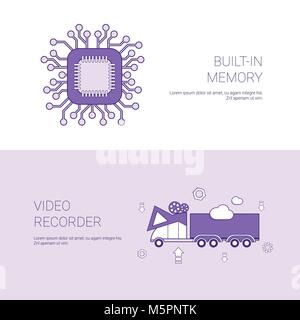 Im Speicher und Video Recorder Konzept Vorlage Web Banner mit Platz kopieren Stock Vektor