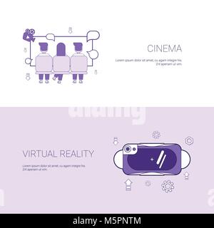 Kino und Virtuelle Realität Konzept Vorlage Web Banner mit Kopie Raum Stock Vektor