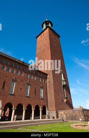 Das Rathaus von Stockholm (vom Architekten Ragnar Ostberg, 1923 eröffnet, der Heimat der jährlichen Nobelpreis Bankett), Kungsholmen, Stockholm, Schweden Stockfoto
