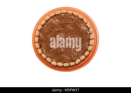 Kuchen tiramisu auf weißem Hintergrund. Stockfoto