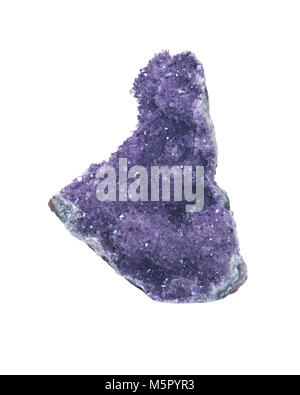 Amethyst Drusen Cluster aus Madagaskar auf weißem Hintergrund Stockfoto