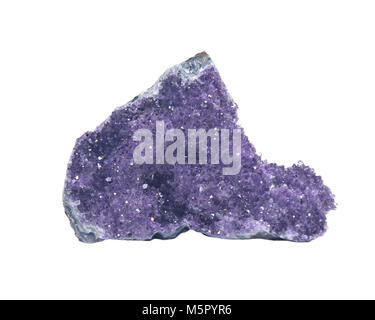 Amethyst Drusen Cluster aus Madagaskar auf weißem Hintergrund Stockfoto