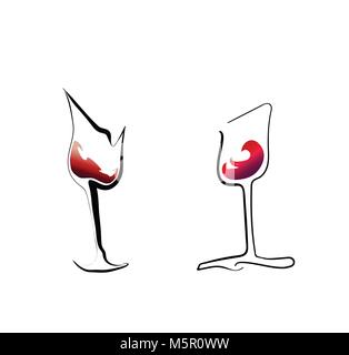 Zwei stilisierte Rotwein Gläser Stock Vektor