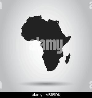 Afrika Karte Symbol. Flache Vector Illustration. Afrika Symbol mit Schatten auf weißem Hintergrund. Stock Vektor
