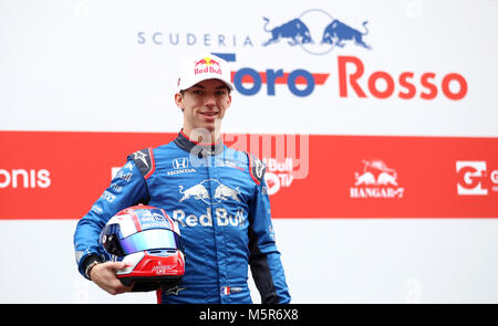 Toro Rosso Fahrer Pierre Gasly während einem Tag Vorsaison-testprogramm auf dem Circuit de Barcelona-Catalunya, Barcelona. Stockfoto